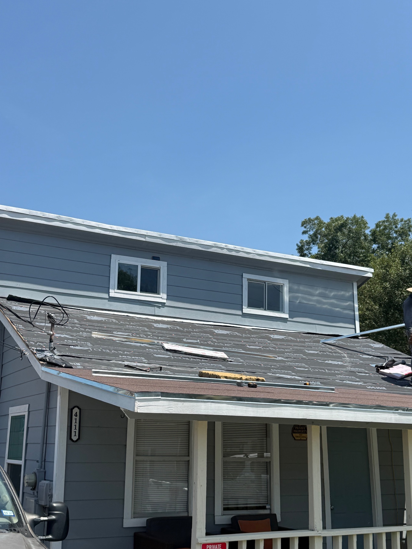 During photo of the roofing project