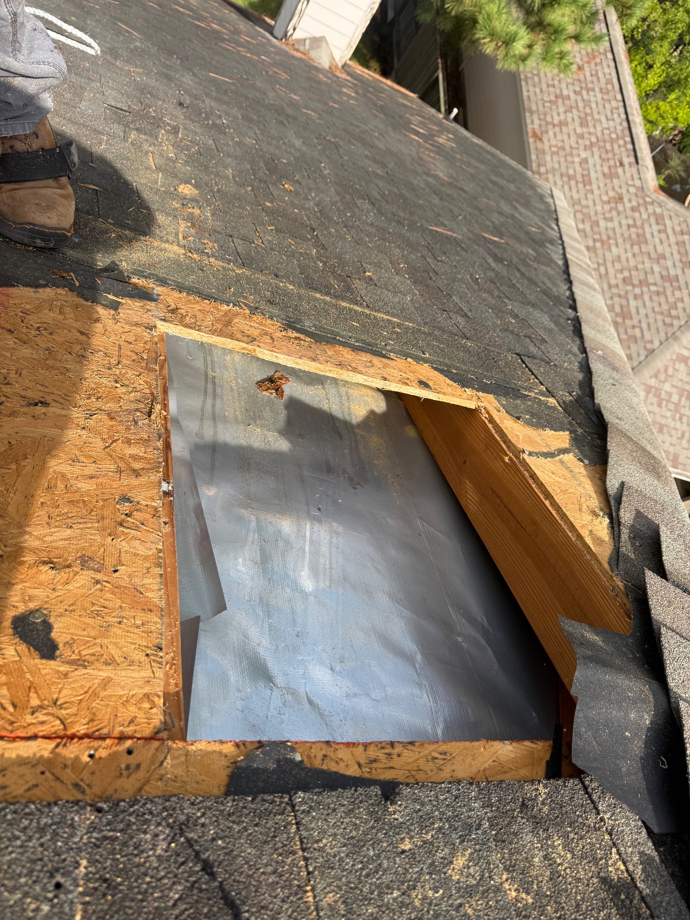During photo of the roofing project